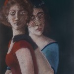 1985  'Mother with Daughter in Orange Hat'  26"  x  19"  pastel