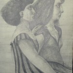 1985 'Twins-2'  26"  x  21" graphite ( see oil- 'Twins-2 1985)