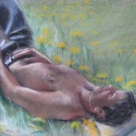 1980 " Lewis Asleep on Lawn'  19"  x  25"  pastel