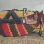 1980 'Lewis-Reading on Yellow Sofa'  19"  x  25"