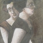 1985 'Mother and Daughter in Hats'  27"  x  17"  conte and charcoal