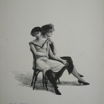 1986 'Daughter with Mother'  24"  x  19", pen and ink  ( see oil- 'A Sense of Their Design' 1990