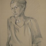 1978 'Self Portrait in Smock' 23"  x  18"  graphite and conte